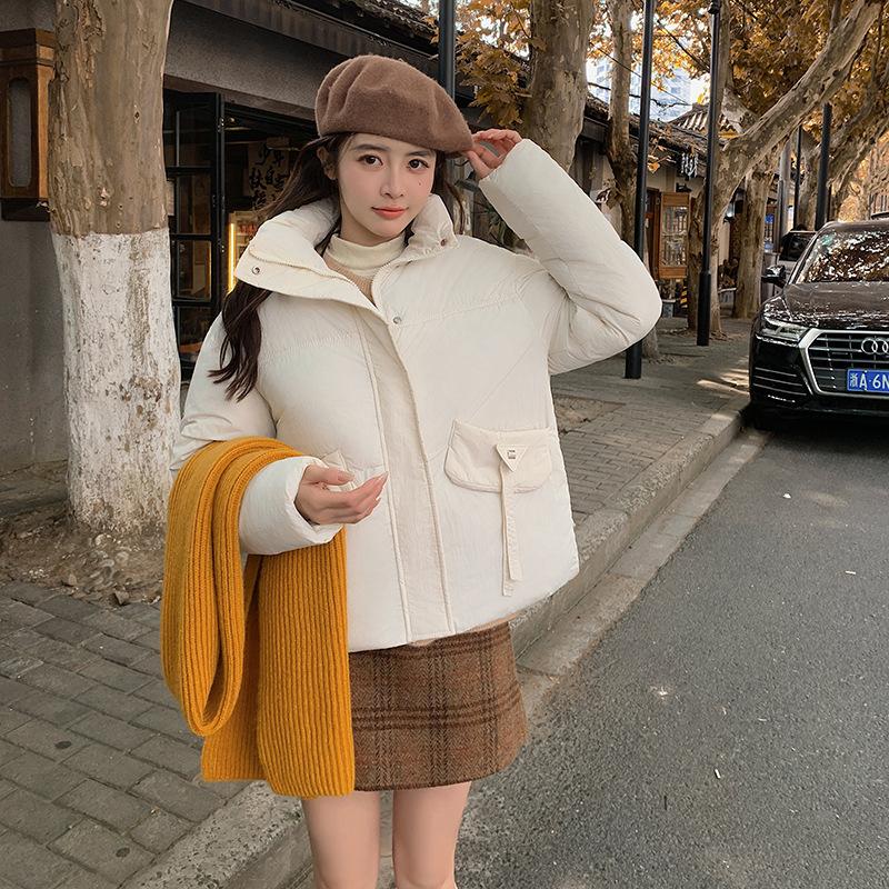 2025 Short Bread Jacket Korean Cotton Jacket Women's Thickened Stand-up Collar Warm Casual Versatile Temperament Winter Coat