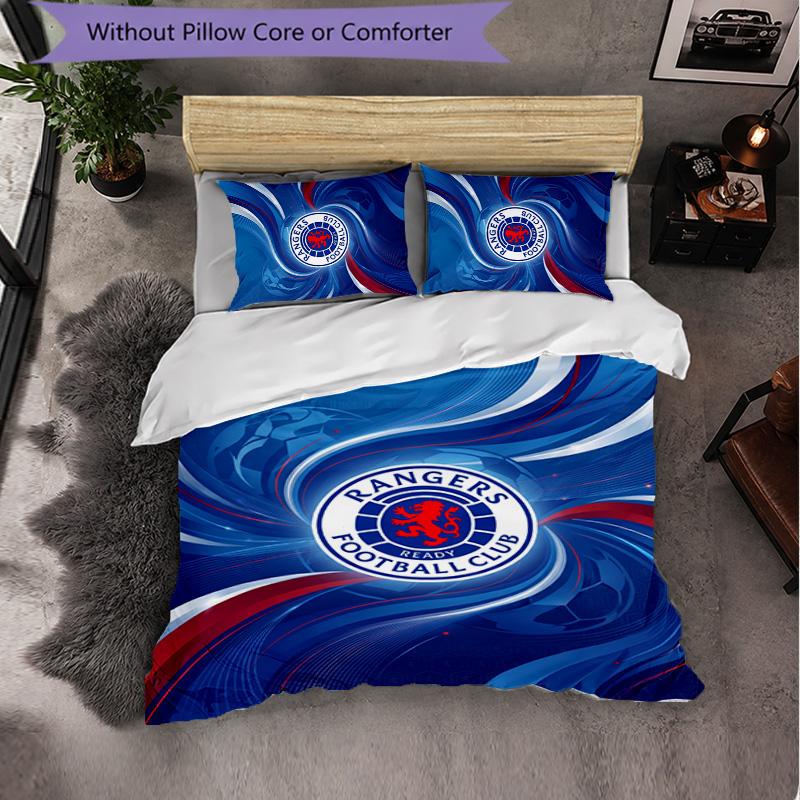 Biancheria da letto a tema Rangers FC Set 3 Pezzi Copripiumino Biancheria da letto Decorativa Per Stanza Adolescenti Decorazione Casa