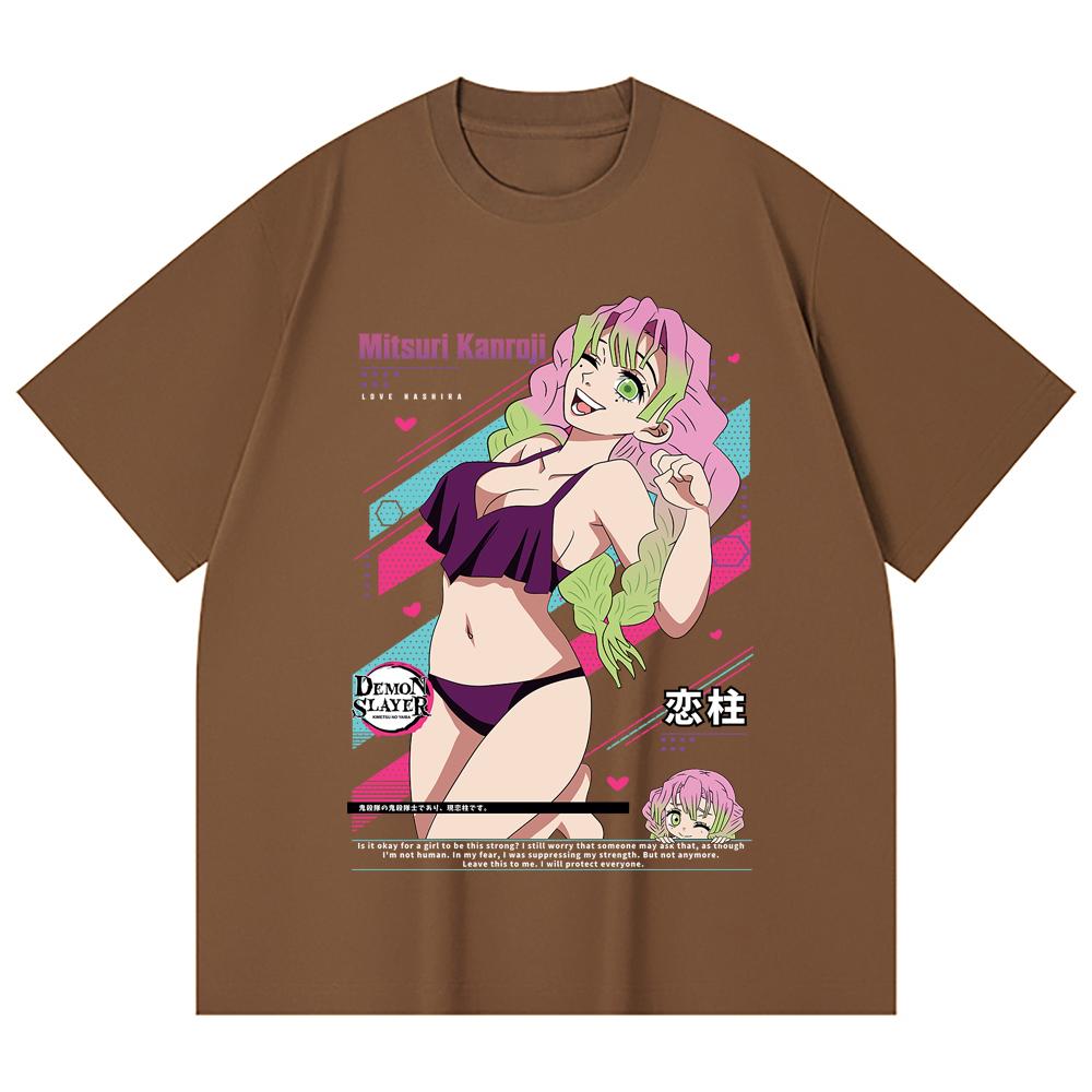 230 Gsm 100% Cotton Demon Slayer V52 Mitsuri Waifu Print Unisex Heavy Cotton T Shirt
