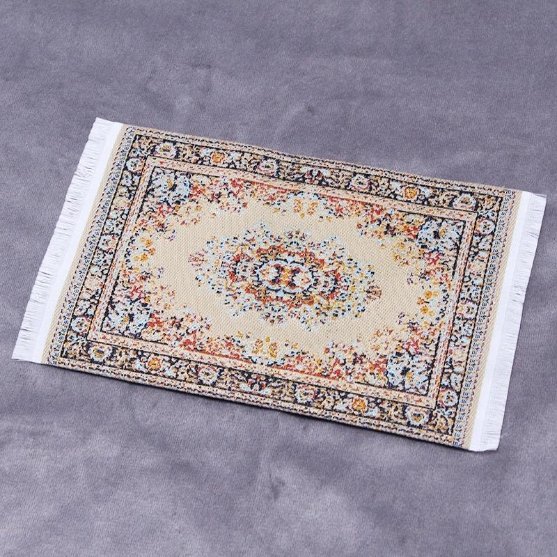 Floral Pattern Mat Mini House Decor Turkish Style Miniature Weaving Rug Dollhouse Carpet Doll Accessories Floor Coverings
