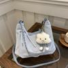Casual Soft Large Capacity Tote Bag with Wide Strap Decorative Chain for Work Daily Shoulder Purse Use Commute Crossbody Bag