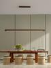 Nordic Wood LED Pendant Lights Modern Oval Long Strip Ceiling Lamp for Restaurant Bar Office Kitchen Dining Living Room