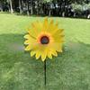 3-stöckiges Sonnenblumen-Windrad in leuchtendem Gelb und Blau für den Außenbereich