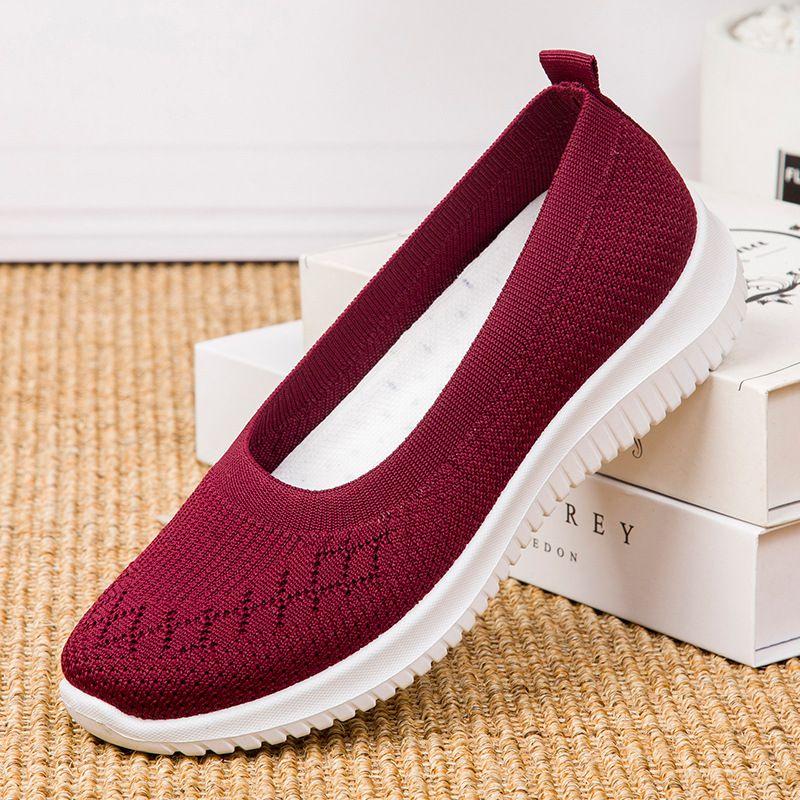 Stylish Knitted Casual Sneakers Women's Breathable Hollow Mesh Shoes