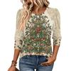 Women's Fashion Three-Quarter Sleeve Crewneck T-Shirt Casual Top for Everyday Wear