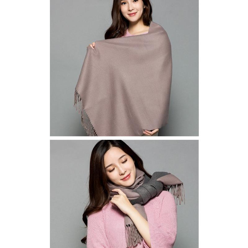 Soft Faux Cashmere Double Sided Scarf Women Fashion Winter Warm Shawl