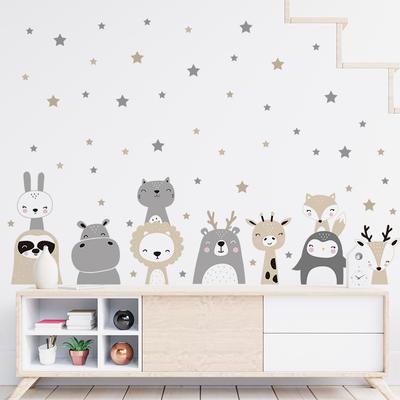 Safari Jungle Woodland Animals Wall Decals Wall Stickers for Boys Girls Baby Nursery Kids Bedroom Living Room Classroom Decor