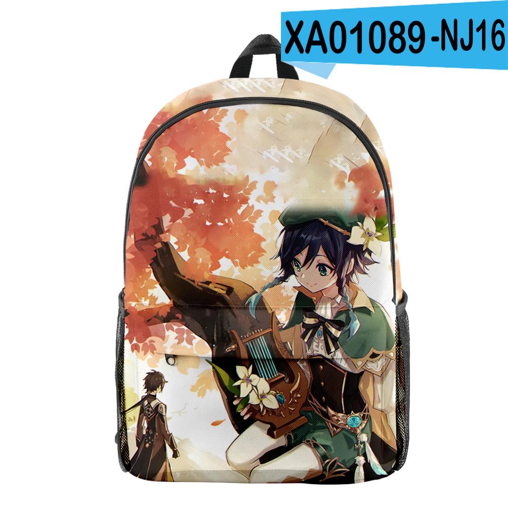 Fashion Youthful Genshin Impact Venti Student School Bags Notebook Backpacks 3D Printed Oxford Waterproof Boys/Girls Travel Bags