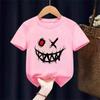 T-shirt Imprimé à Motifs Thème Sombre pour Enfants Été Coton Pur Manches Courtes Hauts Décontractés Cadeaux Garçons et Filles
