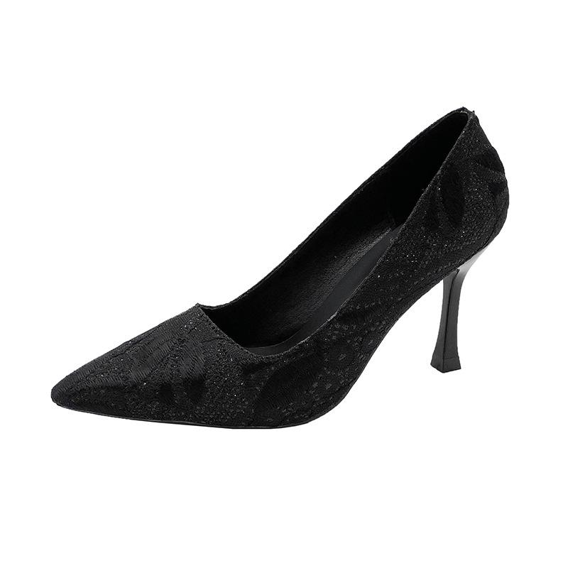 

неспешная красота мелкий глиттер стразы туфли на высоком каблуке женская обувь тонкий каблук мелкий вырез туфли-лодочки женские красные свадебные туфли подружка невесты для работы 39 чёрный