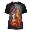 T-shirt met Bolletjespatroon Gitaar Sterren 3D-print Rond Hals T-shirts Voor Mannen 2024 Zomer Nieuwe Streetwear Kleding Losse T-shirts
