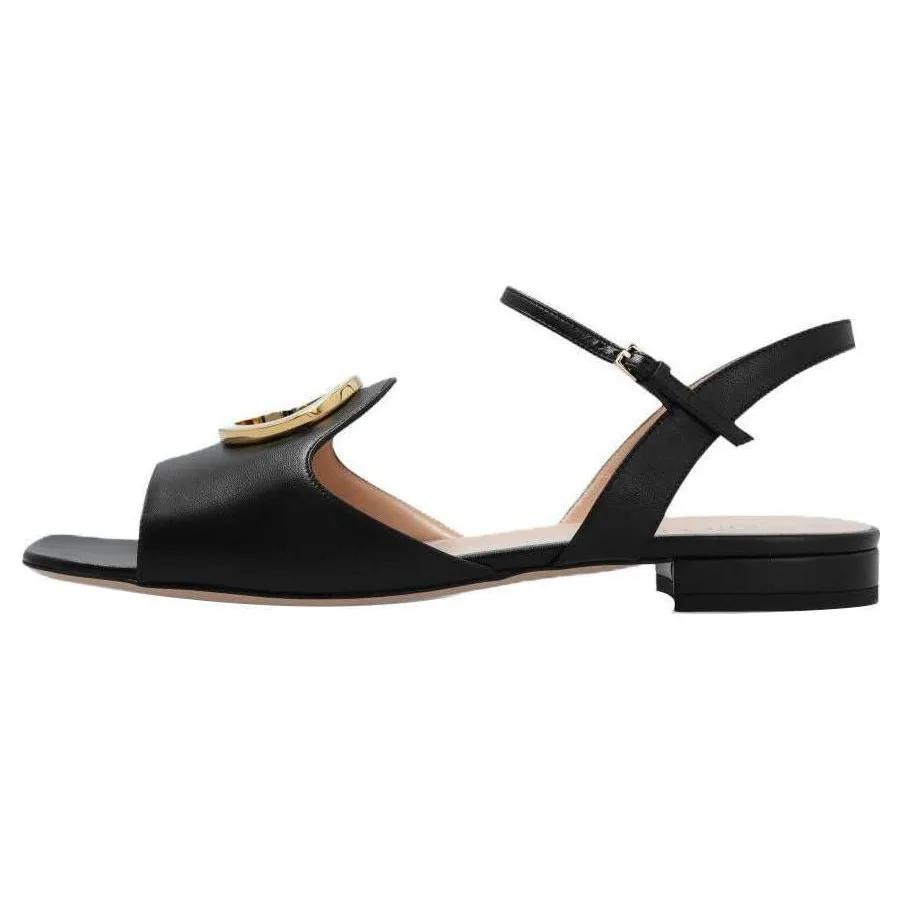 GUCCI Interlocking G-logo Leather Sandals (Unisex) One-Strap Sandals 729957 C9D00 1000