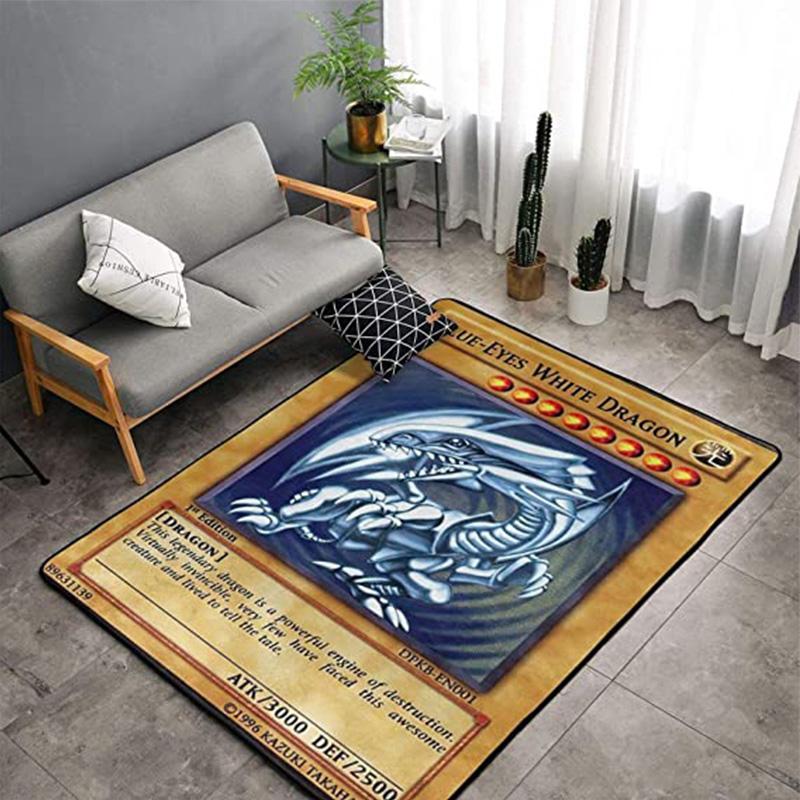 Alfombra Dragón Blanco de Ojo Azul para Sala de Estar Antideslizante Dormitorio Mesita de Noche Área de Sofá Alfombra de Piso Suave Grande Decoración del Hogar