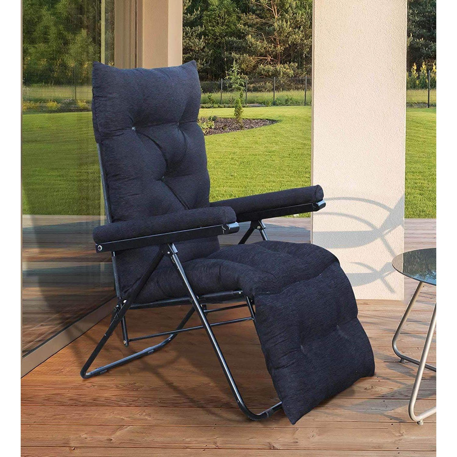 

Recliner Folding Easy Chair | 5 Adjustable Postions | Cushioning | Portable & Space Saving Easy Chair For Home Relax Old Age | Black, Mild Steel