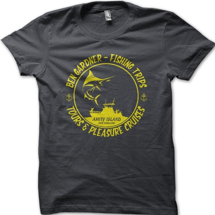 JAWS Amity Island Fishing Tours Ben Gardner cotton t-shirt 8990 S разноцветный
