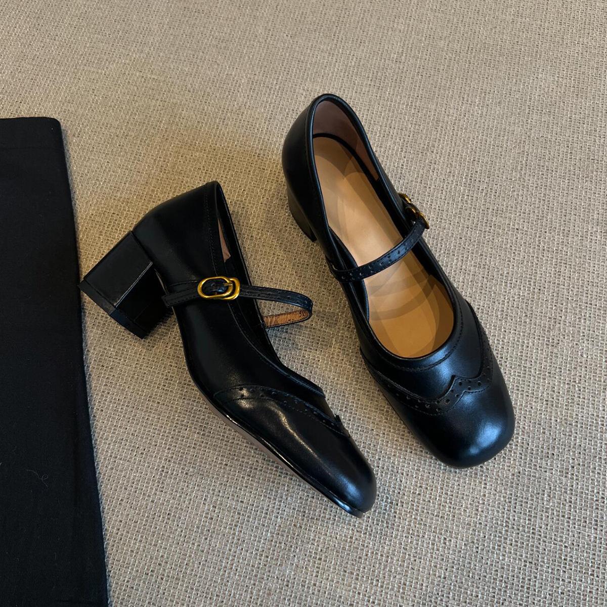 

Версия в наличии~ Универсальные туфли Мэри Джейн с пряжкой на одном слове, с толстым каблуком, женские, ретро, с квадратным носком, из мягкой кожи, маленькие одинарные туфли 40 чёрный