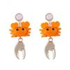 Niche Creative Three-dimensional Clear Simulation Animal Yellow Crab Glazed Pendant Earrings Ocean Simple Wind