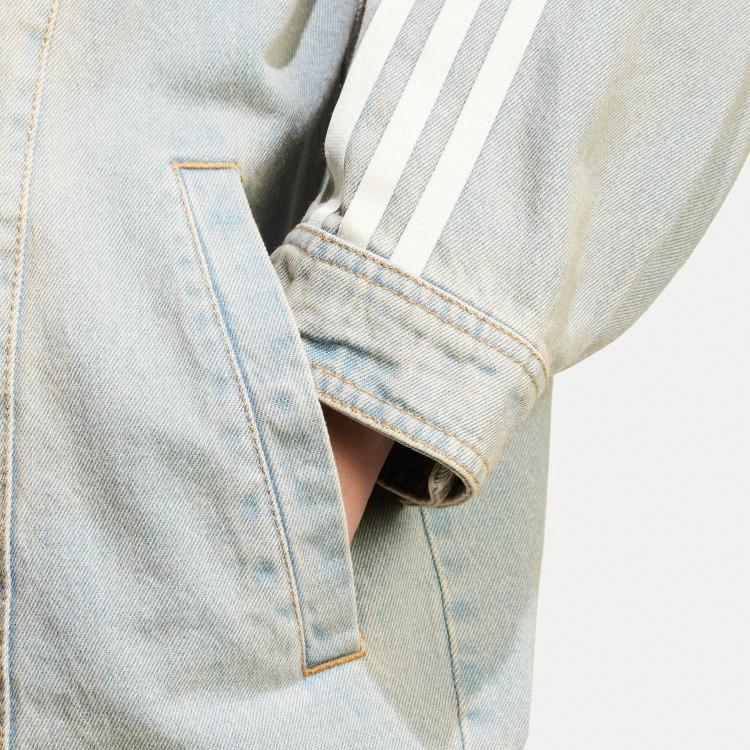 Adidas Originals Casual Polo Collar Long Sleeve Denim Jacket Women Jackets Light-Denim-Blue JX9209