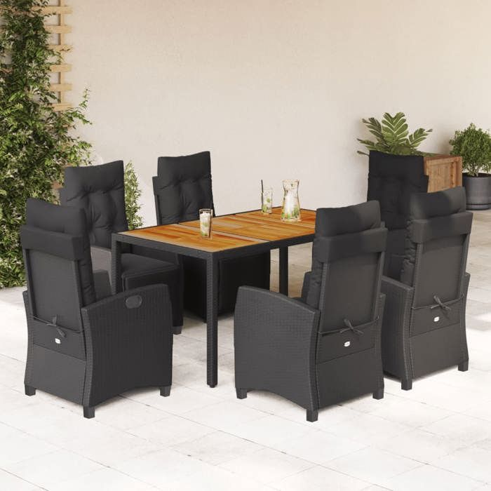 VidaXL Ensemble à Manger de Jardin avec Coussins 7 pcs, Table et Chaises avec Dossier Réglable, Meubles d'Extérieur, 3212909