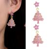 Festive Five Point Star Earrings with Sparkling Crystals Sturdy Alloy Comfort Fit for Christmas Celebrations