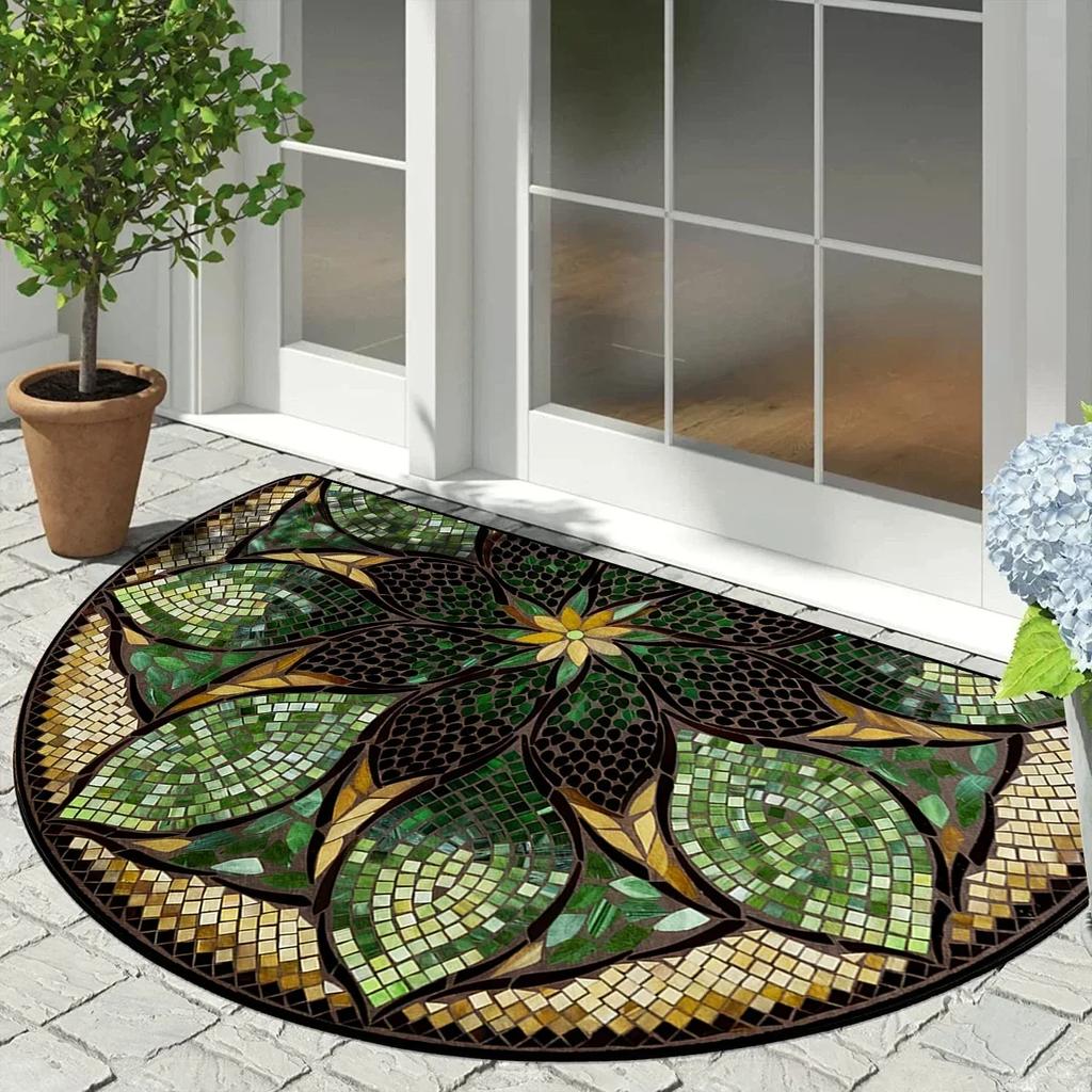 Entrance Carpet Home Door Entry Mat Outdoor Garden Decorative Carpets Luxury Welcome DoorMats Semi-circular Rug Tapete De Entra
