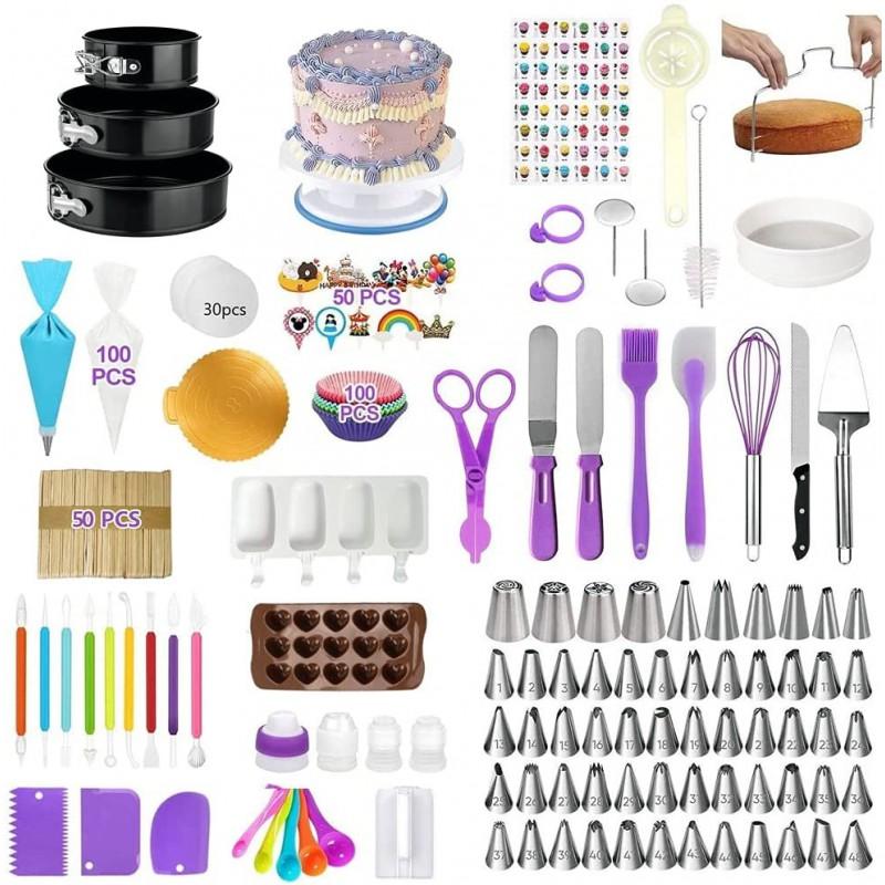 333-Piece Cake Decorating Kit With Turntable