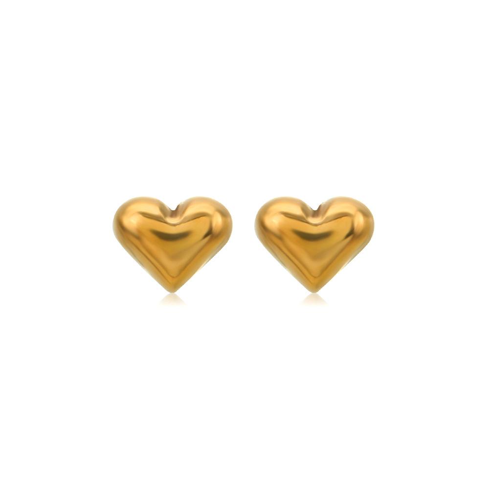 Love Stud Earrings, European and American Fashion Simple Popular Peach Heart Stainless Steel Stud Earrings, Female Personality Versatile Heart-shaped