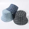 Women's Fisherman Hat Autumn Winter Korean Fashion Plaid Bucket Hat Adjustable Sun Protection