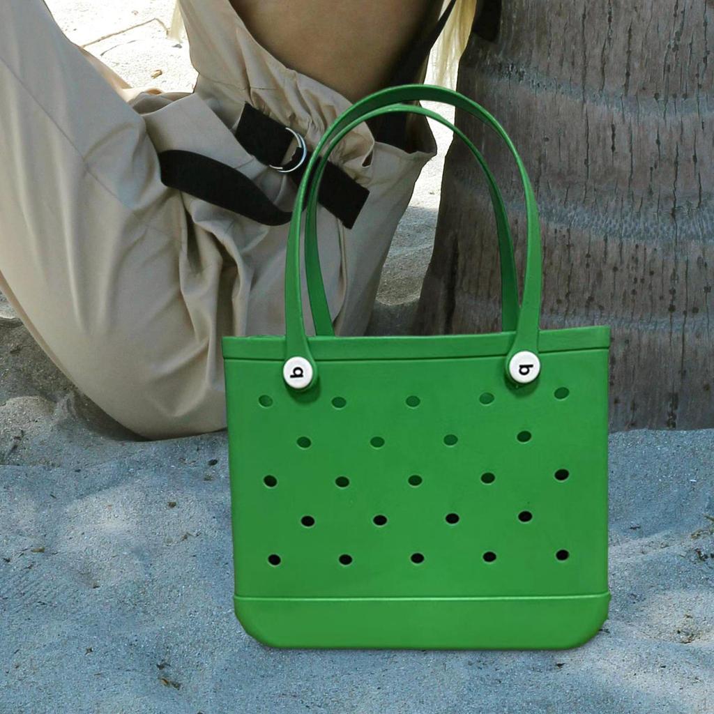 Beach Tote Bag Waterproof Open Hole Basket for Boat Outdoor Summer 38cmx32cmx13cm Green