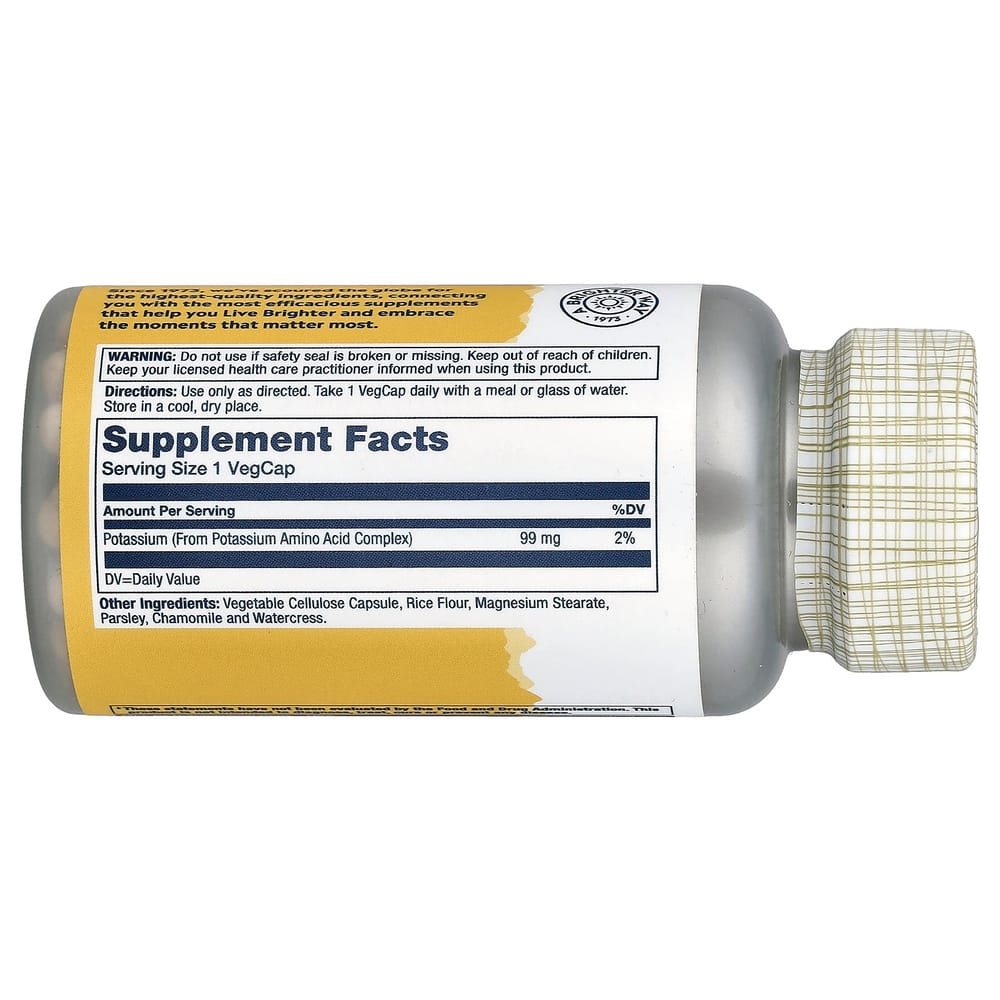 Solaray Potassium 99mg Veggie Capsules 100 Tablets