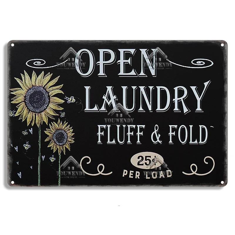 Laundry Sign Vintage Tin Sign, Metal Plaque, Retro Metal Sign, Wall Decor for Laundry Room