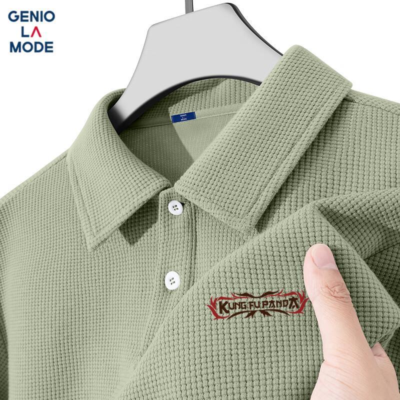 GENIOLAMODE Men s Summer Loose Short-Sleeve Polo Shirt M