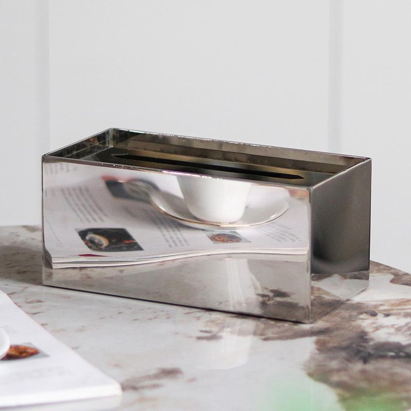 Stainless Steel Tissue Box, Luxurious Metal Rectangular Tissue Box Ornament, Modern Living Room and Kitchen Tissue Storage Box