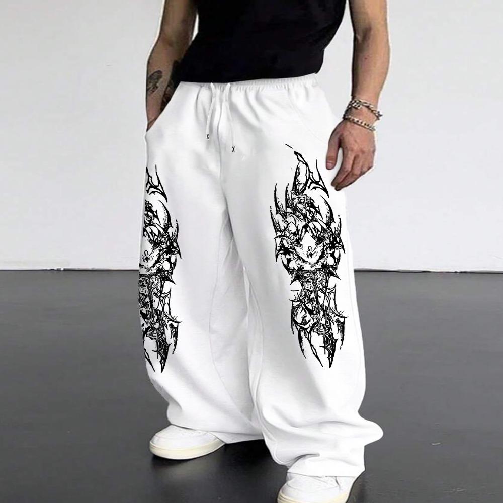 Men'S Loose-Fitting Gothic Dark Style Outdoor Casual Sports Pants, a Top Choice for Campus Fashion Pairing