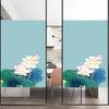 Static Cling Decorative Windows Film Privacy Lotus Flower Glass Window Stickers   Frosted Window Film for Home Decor