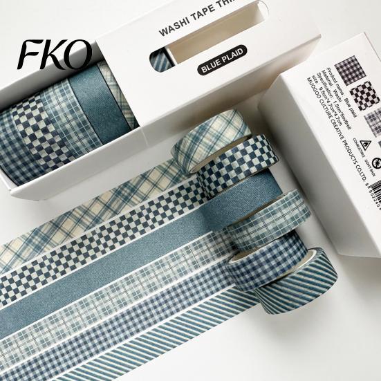 Nostalgic Pattern Masking Tape 6 Rolls Plaid Washi Set, Grid Checkered Tape, Self Double-sided Adhesive Decorative for DIY Crafts, Journal, Scrapbook,