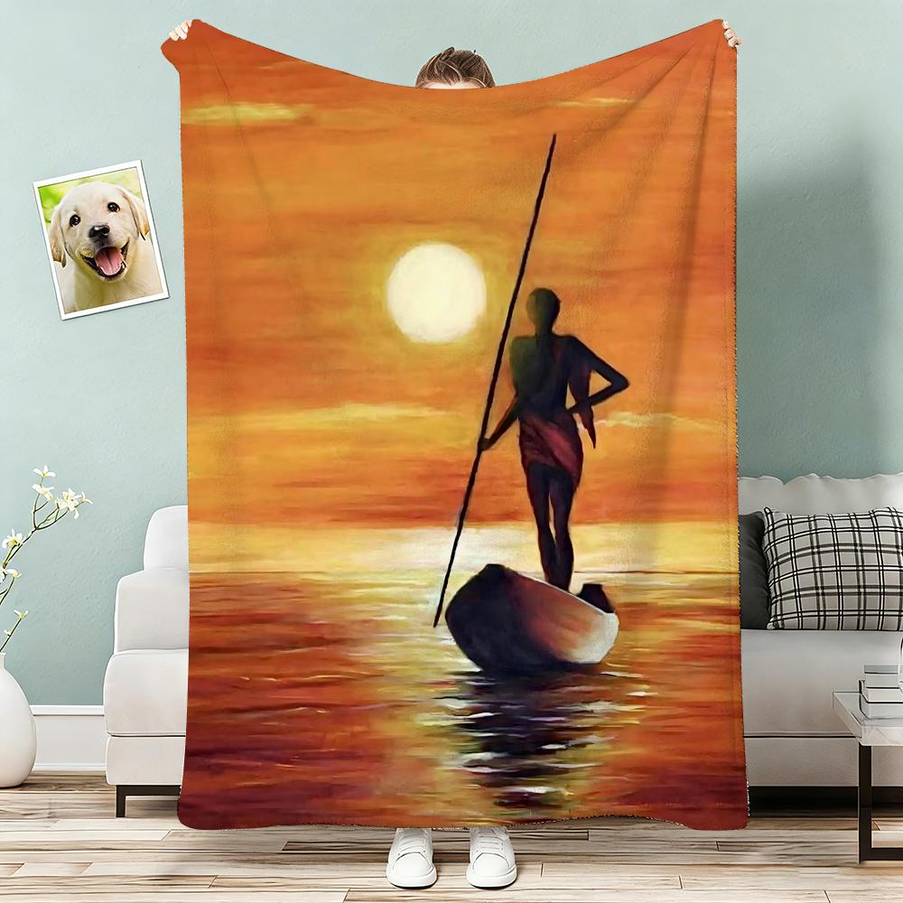 Abstract Painting African Living Throw Lightweight g Flannel Blanket Soft Skinfriendly for Summer Cooling