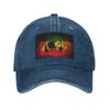 Rasta Lion Stripe Washed Denim Cap Casual Baseball Caps Adjustable Hat Summer Unisex Baseball Hats