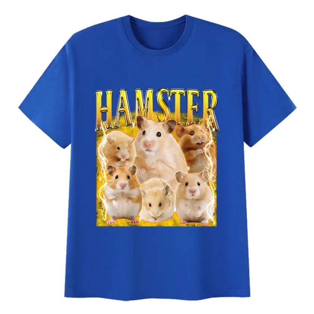 Funny Hamster Meme Graphic T Shirt Men Women Vintage Harajuku T-shirts Casual High Quality Oversized Cotton T-shirt Tops