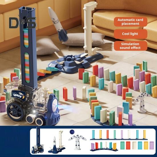 Domino Train Toy for Kids Ages 3-12 Automatic Electric Building And Stacking Domino Blocks with Music Educational Learning Toy for Autistic Christmas