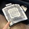 Lao Qian Feng Coffee Color Cashew Nut Silk Scarf Headscarf Versatile Neck Square Scarf Premium Sense Female Foreign Style Decorative Scarf Scarf