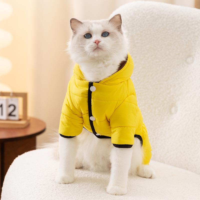 Cat clothes are warm infour-legged clothes ar adult cats and kittens, anti-break-free, traceable cotton-padded clothes, pet autumn and winter clothing