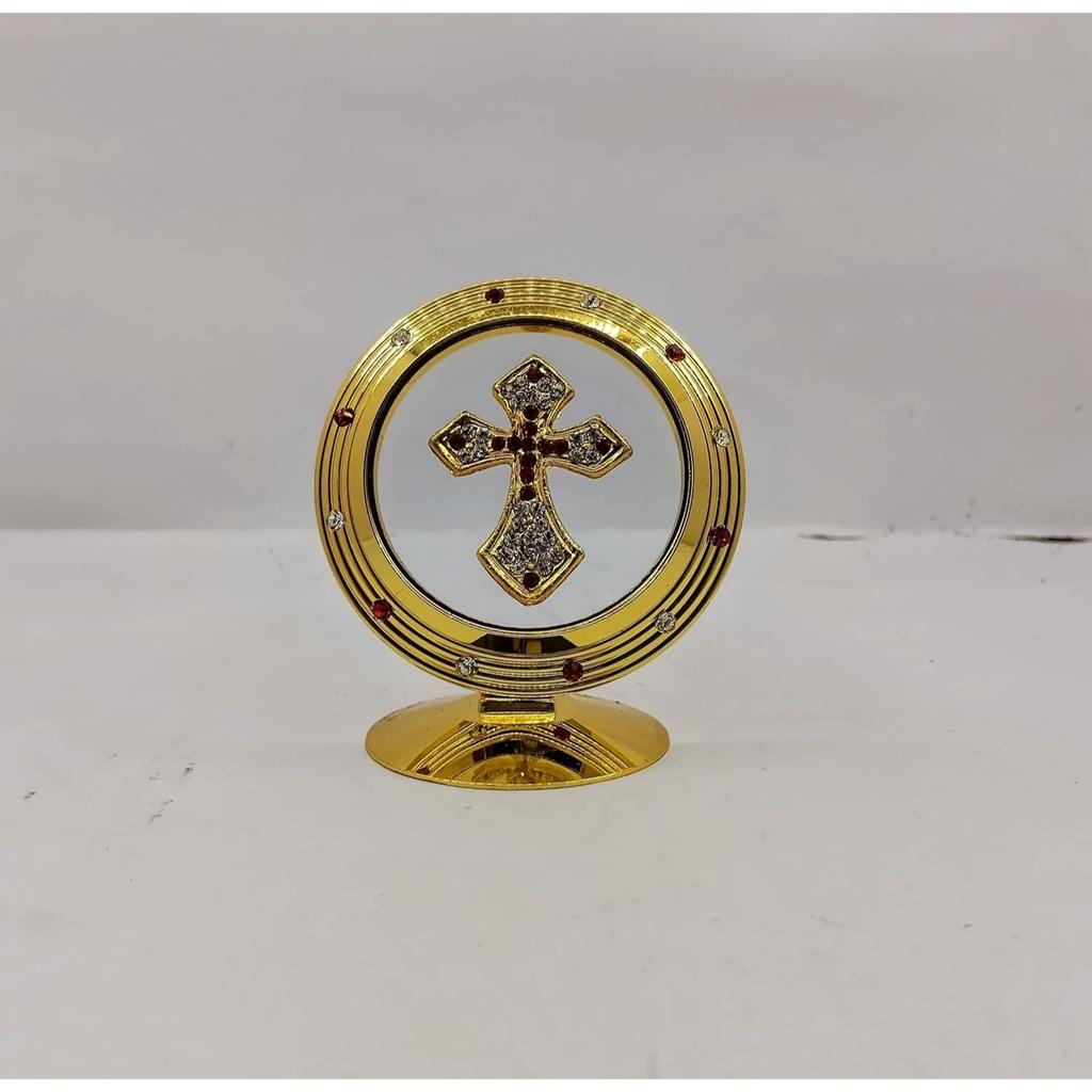 Schwebendes Kreuz in der Mitte Rote und weiße Steine Jesuskreuz Auto Armaturenbrett | Heimdeko