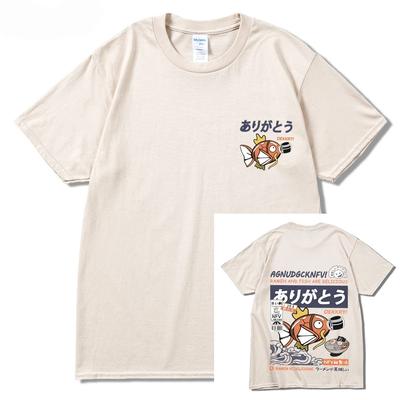 2024 Japanese Fun Ramen Fish Print Hip Hop Womes Casual Comfortable Short Sleeve T-shirt