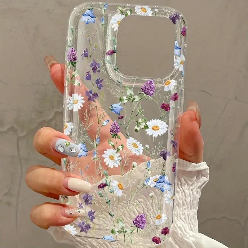 Flower Printed Simple Transparent Phone Case For iPhone 17 16 15 14 13 12 11 Mini Pro Max X XR 8 7 Plus SE 2 Soft Back Cover