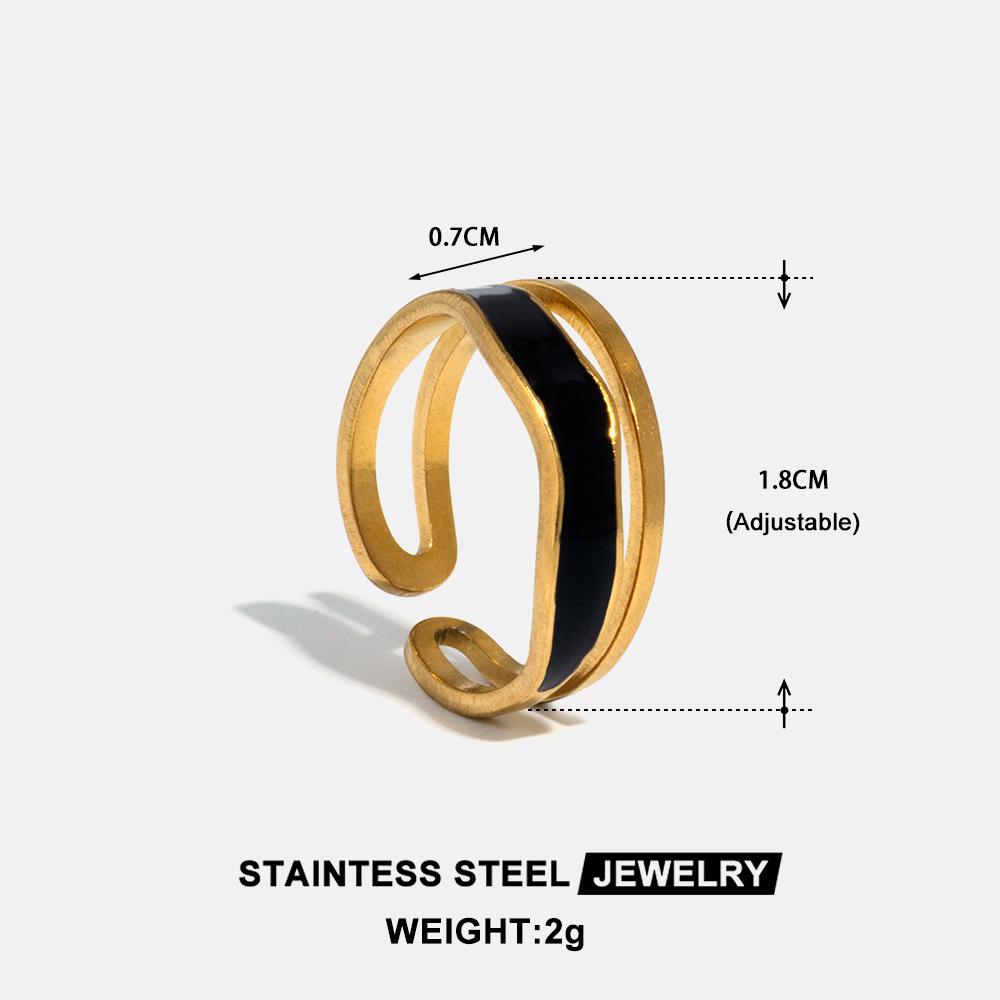 Stylish Double Layer Drip Oil Stainless Steel Interlocking Square Ring for Women