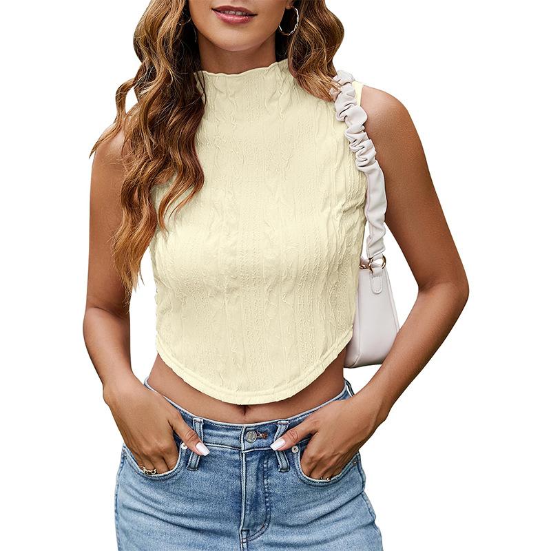 

IHUASU Женский вязаный укороченный жилет без рукавов с круглым вырезом, летний XXL