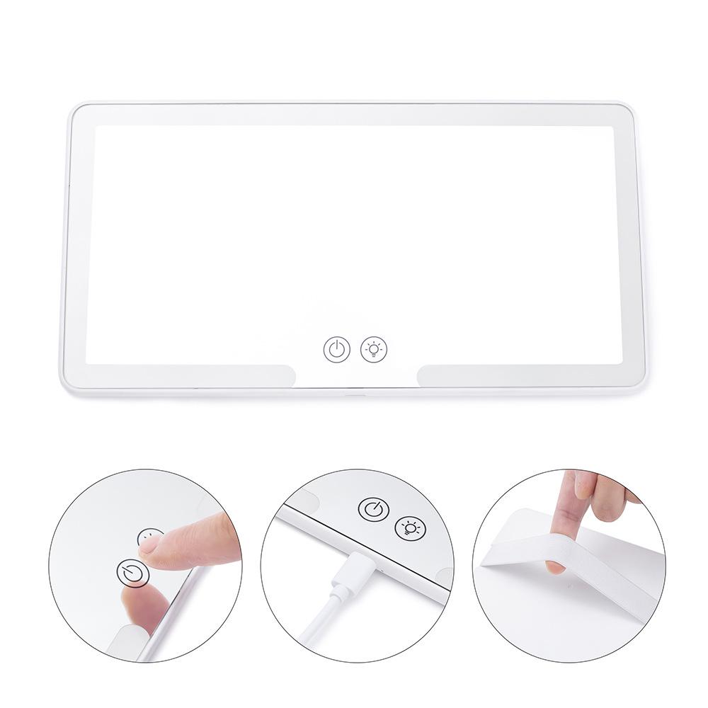 Car Sun Visor LED Makeup Mirror with Three-Color Dimming & Magnification
