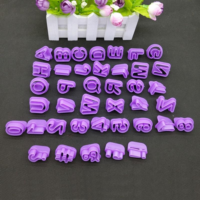 40pcs Alphabet Number Letter Character Fondant Cake Decorating Set Icing Cutter Cake Decoration Tool