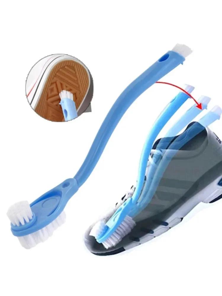 1 Pcs New Double-headed Long-handled Shoe Brush Shoe Polisher Toilet Washing Dishes Shoe Cleaning Brush Household Cleaning Tools